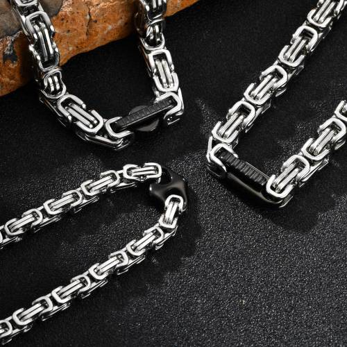 Wholesale Stainless Steel Men Byzantine Chain Bracelet