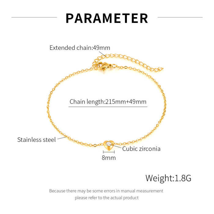 Wholesale Stainless Steel Heart Anklet