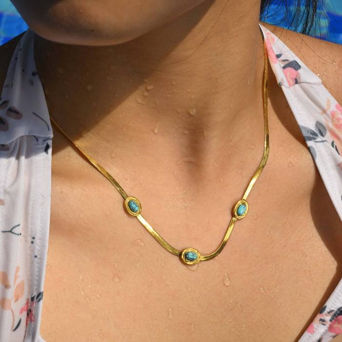 Wholesale Stainless Steel Turquoise Necklaces