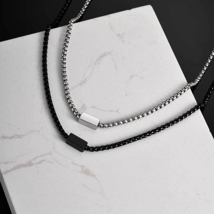 Wholesale Stainless Steel Square Bead Necklace