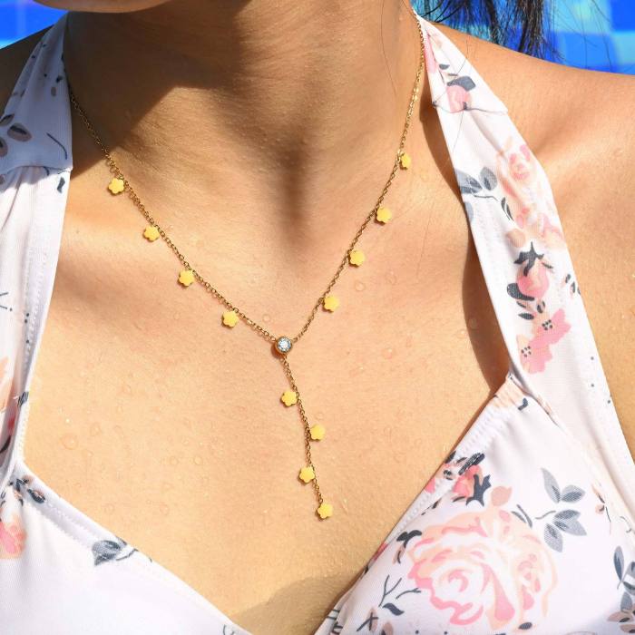 Wholesale Stainless Steel Summer Flower Necklace