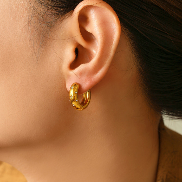 Wholesale Stainless Steel CZ Earrings