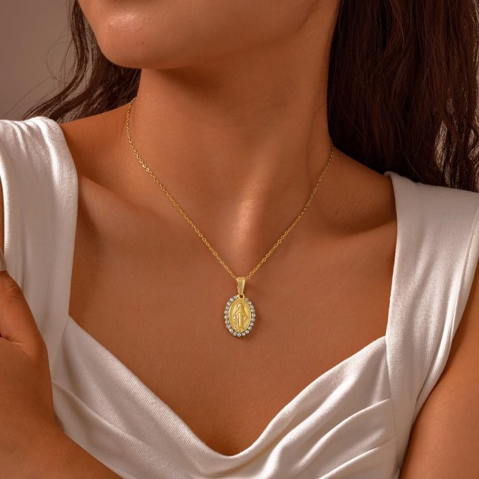 Wholesale Stainless Steel Zirconia Madonna Pendant