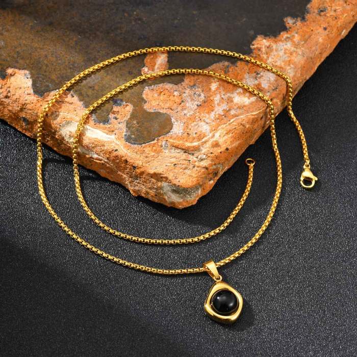 Wholesale Stainless Steel Tiger Eye Agate Stone Pendant