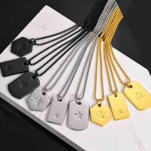 Wholesale Stainless Steel Pentagram Dog Tag