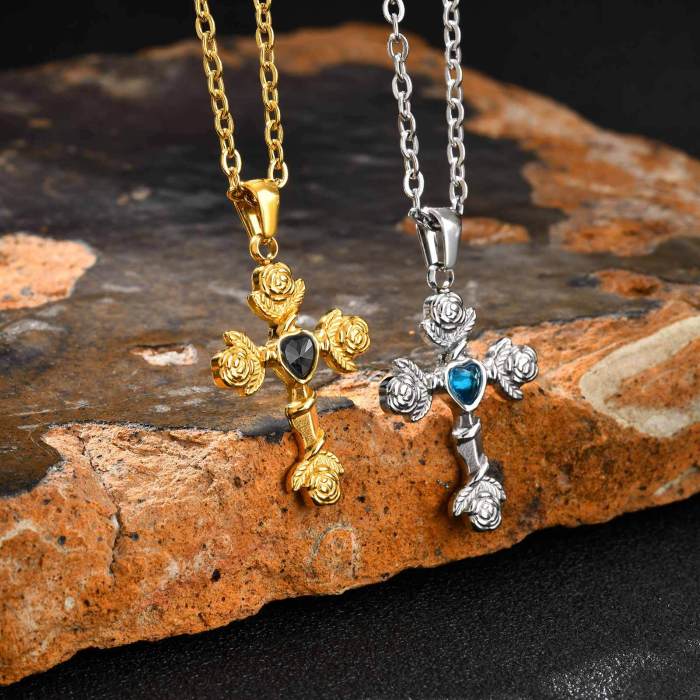 Wholesale Stainless Steel Rose Cross Pendant