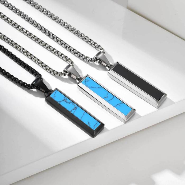 Wholesale Stainless Steel Agate Turquoise Pendant