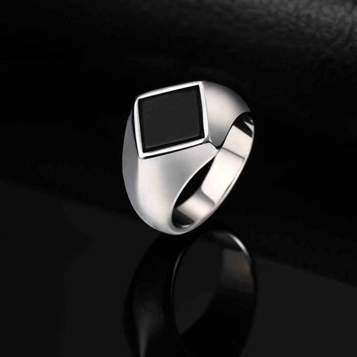 Wholesale Stainless Steel Square Stone Rings