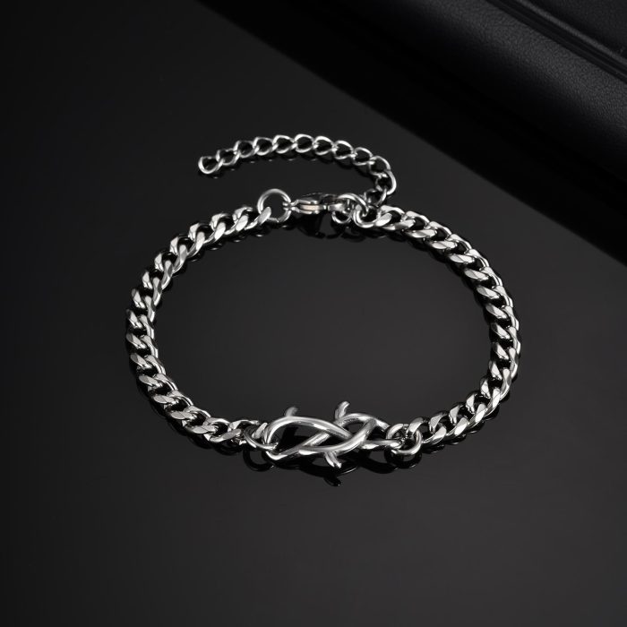 Wholesale Stainless Steel Thorn Mill Chain Bracelet