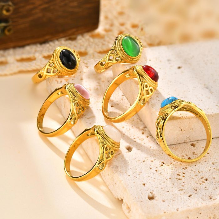 Wholesale Stainless Steel Cat's Eye Stone Ring