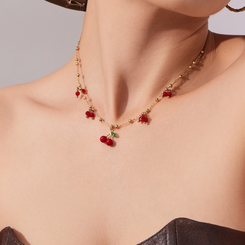 Wholesale Stainless Steel Cherry charm bracelet
