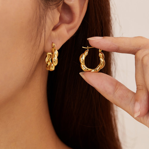 Wholesale Stainless Steel Gold Plated Hoop Earring