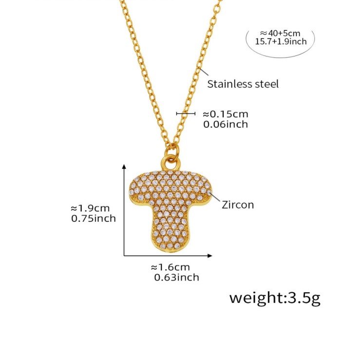 Wholesale Stainless Steel 5A CZ Initial Necklace
