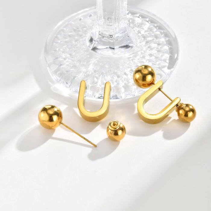 Wholesale Stainless Steel U-Shaped Fashion Earrings