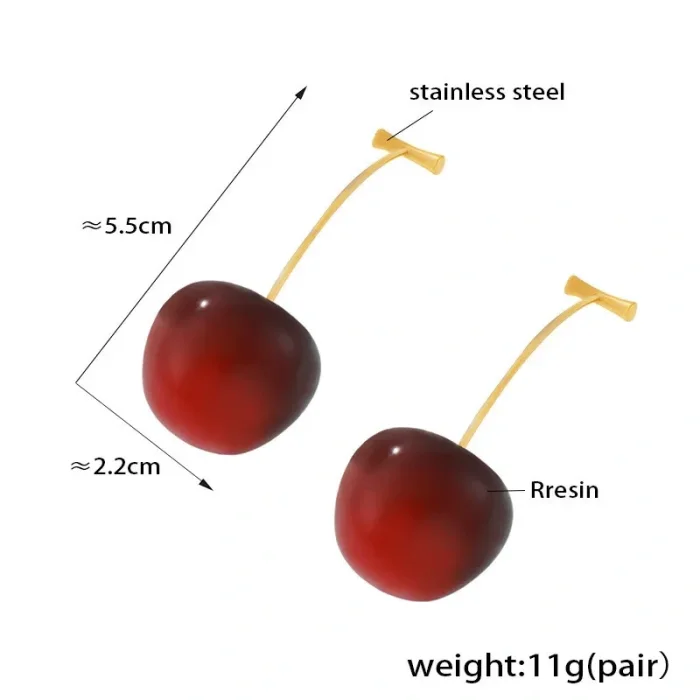 Wholesale Stainless Steel Resin Cheery Earrings