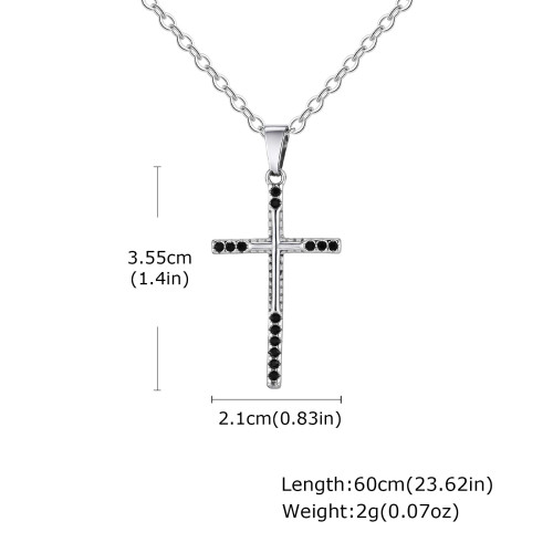 Wholesale Stainless Steel Black Zirconia Cross Pendant