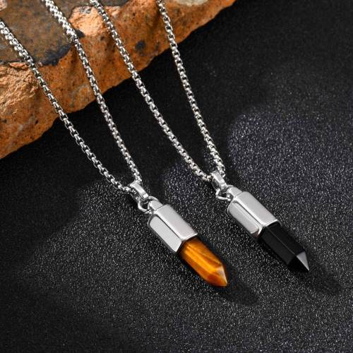 Wholesale Stainless Steel Tiger Eye Agate Pendant