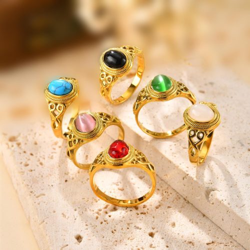 Wholesale Stainless Steel Cat's Eye Stone Ring