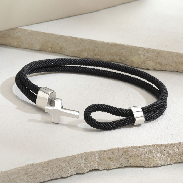 Wholesale Stainless Steel Cross Rope Bracelet