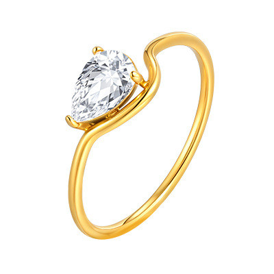 Wholesale Stainless Steel Teardrop Zirconia Ring