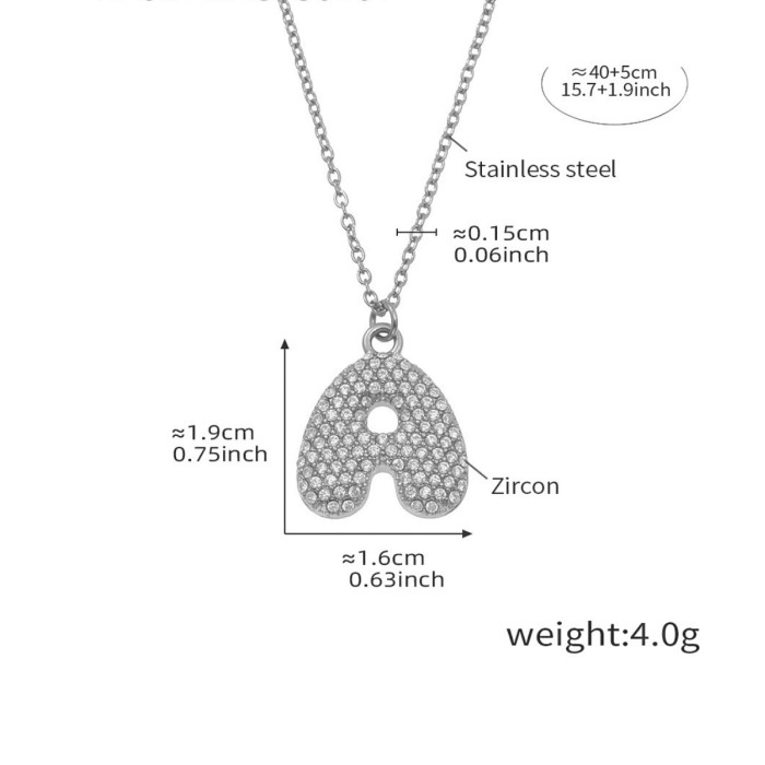 Wholesale Stainless Steel 5A CZ Initial Necklace