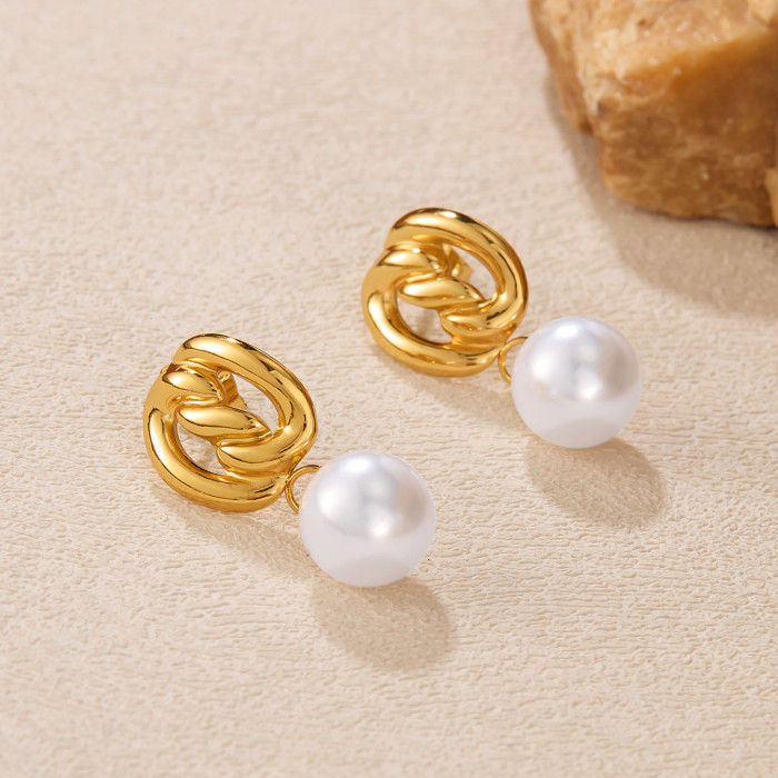Wholesale Stainless Steel Niche Pearl Earrings