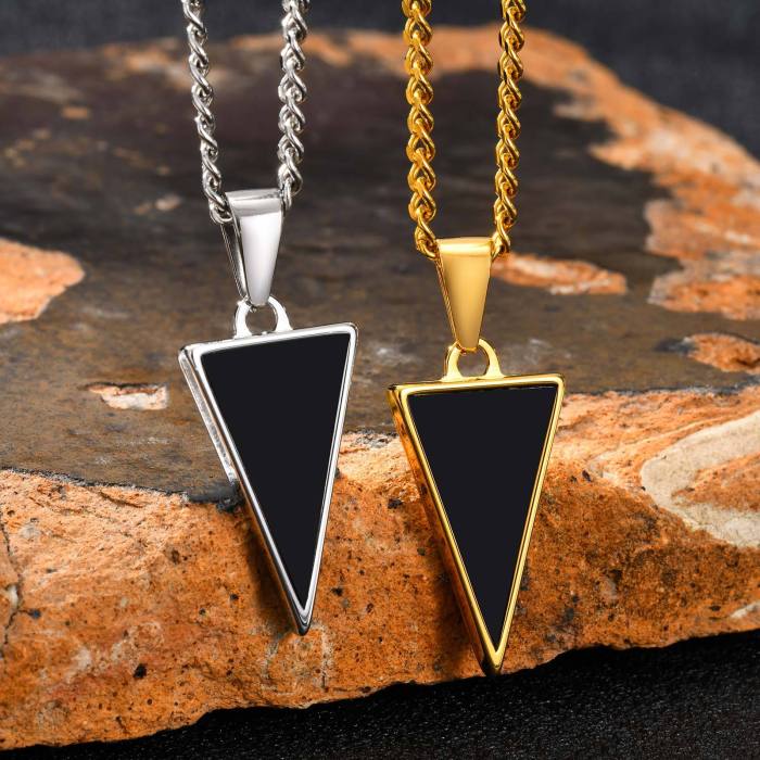 Wholesale Stainless Steel Triangle Onyx Pendant