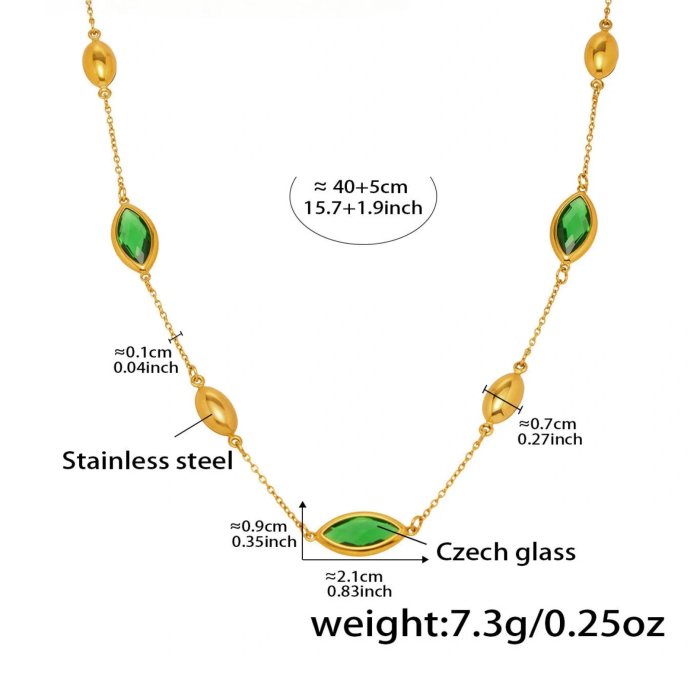 Wholesale Stainless Steel Glass Stone Necklace