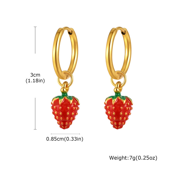 Wholesale Stainless Steel Strawberry Dangle Earrings