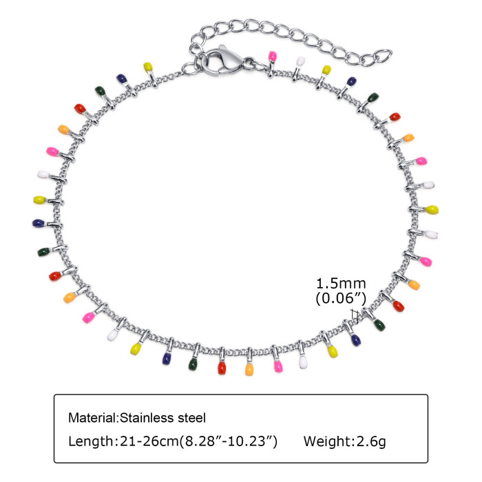 Wholesale Stainless Steel Colorful Match Anklet