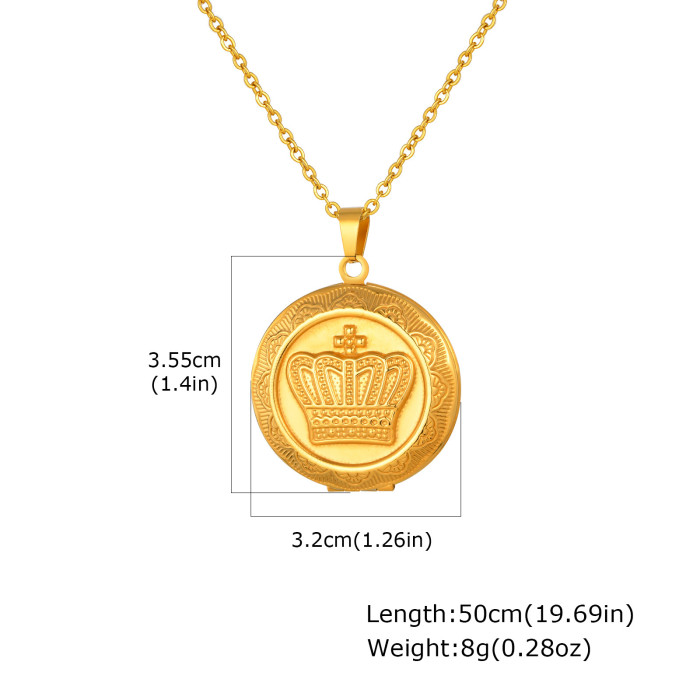Wholesale Stainless Steel Crown Locket Necklaces