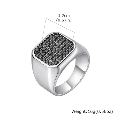 Wholesale Stainless Steel Men's Black Pavé Ring