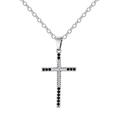 Wholesale Stainless Steel Black Zirconia Cross Pendant