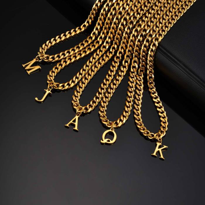 Wholesale Stainless Steel Men's Initial Necklace