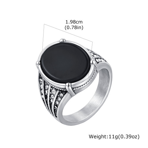 Wholesale Stainless Steel Round Stone Signet Ring