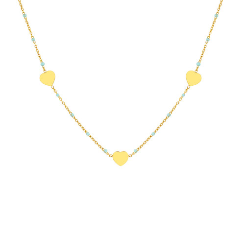 Wholesale Stainless Steel Heart Blue Bead Necklace