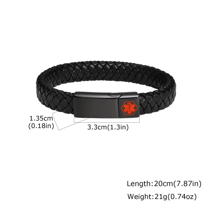 Wholesale Stainless Steel Medical Leather Bracelets