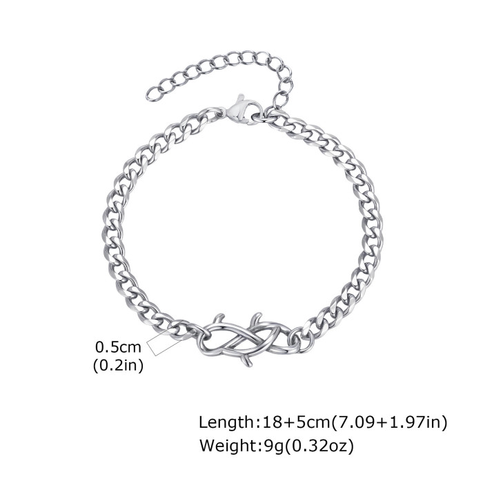 Wholesale Stainless Steel Thorn Mill Chain Bracelet