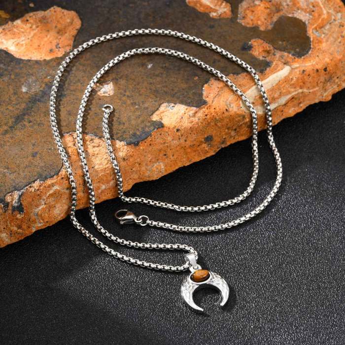 Wholesale Stainless Steel Turquoise Moon Pendant