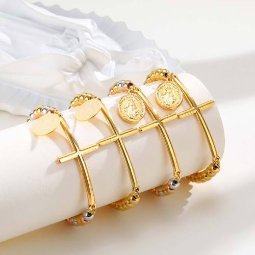 Wholesale Stainless Steel Cross Beaded Bracelet