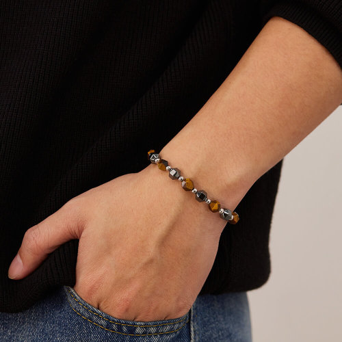 Wholesale Tiger Eye Black Gallstone Beads Bracelet
