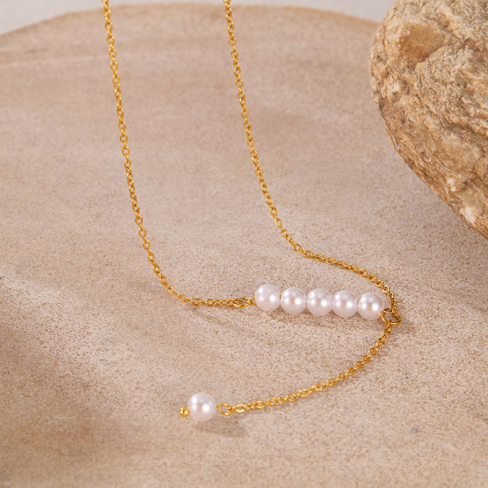 Wholesale Stainless Steel Pearl Tassel Necklace