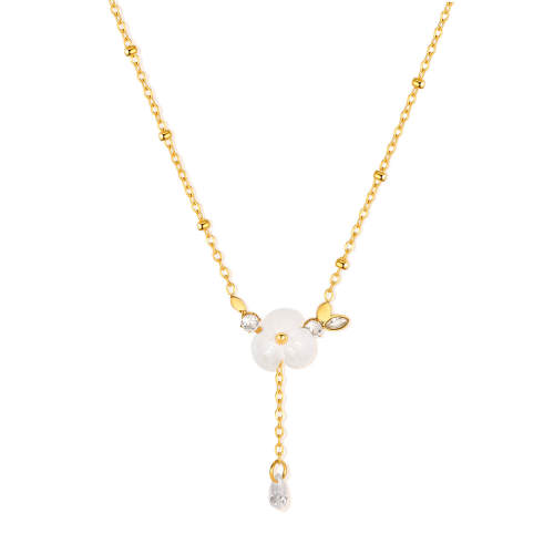 Wholesale Stainless Steel White Flower Necklace