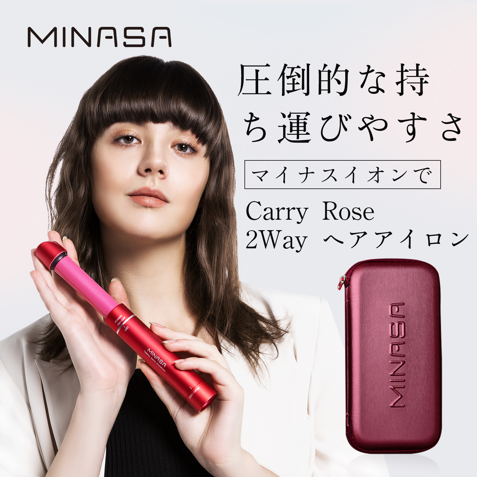 MINASA 2WAYヘアアイロン マイナスイオン 海外対応 機内持ち込み - 健康