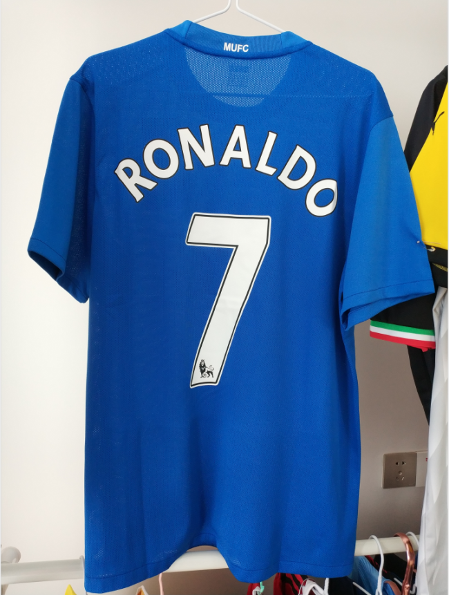 Retro Man United Shirt for 2008-2009 Manchester United Vintage Away Blue Soccer Jersey