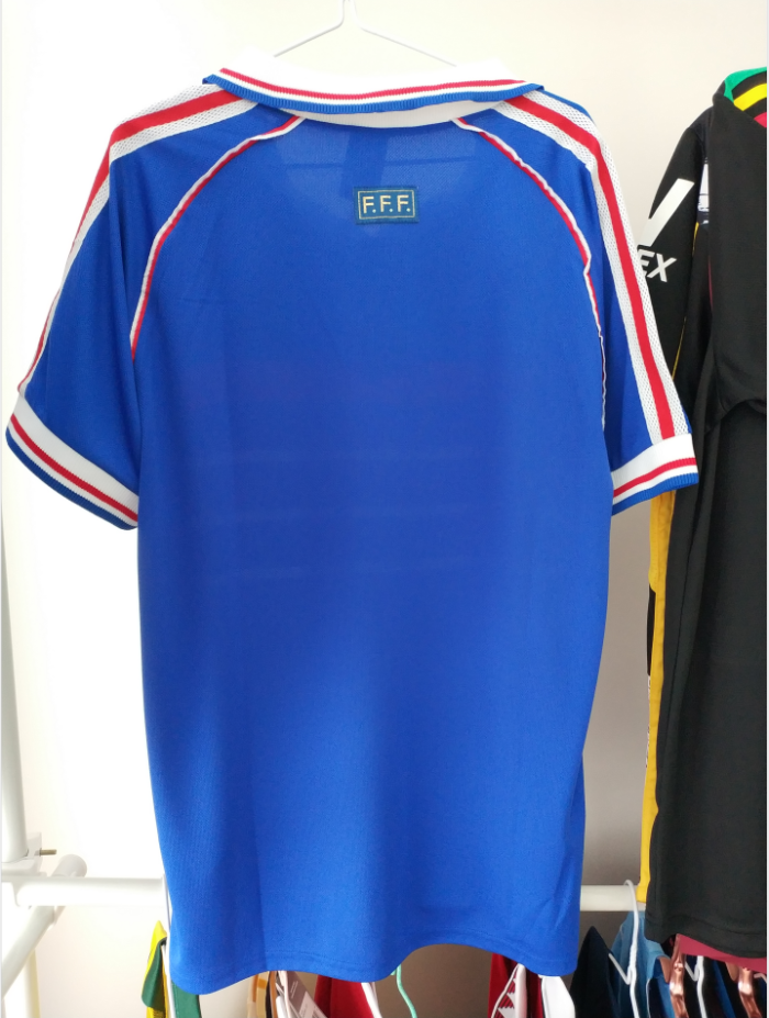 with Front Lettering Retro Shirt 1998 France Home Soccer Jersey ZIDANE 10 Maillot