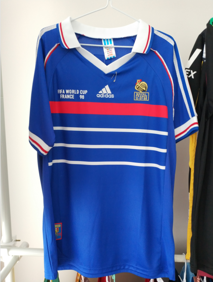 with Front Lettering Retro Shirt 1998 France Home Soccer Jersey ZIDANE 10 Maillot