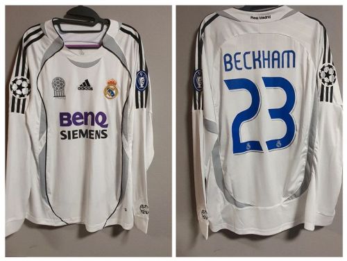 Retro Shirt 2006-07 Real MADRID Home L/S  BECKHAM 23 Soccer Jersey
