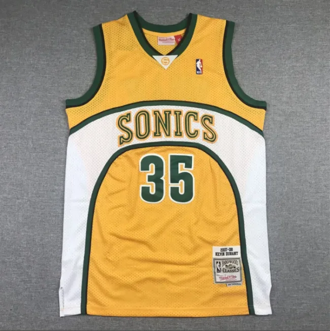 Mitchell&ness 2007-08 Oklahoma City Thunder 35 DURANT Yellow NBA Jersey