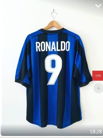1999/2000 inter milan shirt number #9 ronaldo Soccer Jersey